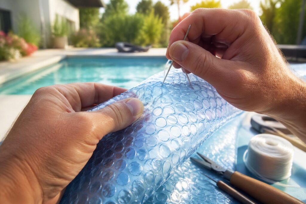 apprenez à coudre une bâche à bulle pour réparer vous-même votre couverture de piscine. guide étape par étape pour une réparation facile et efficace.