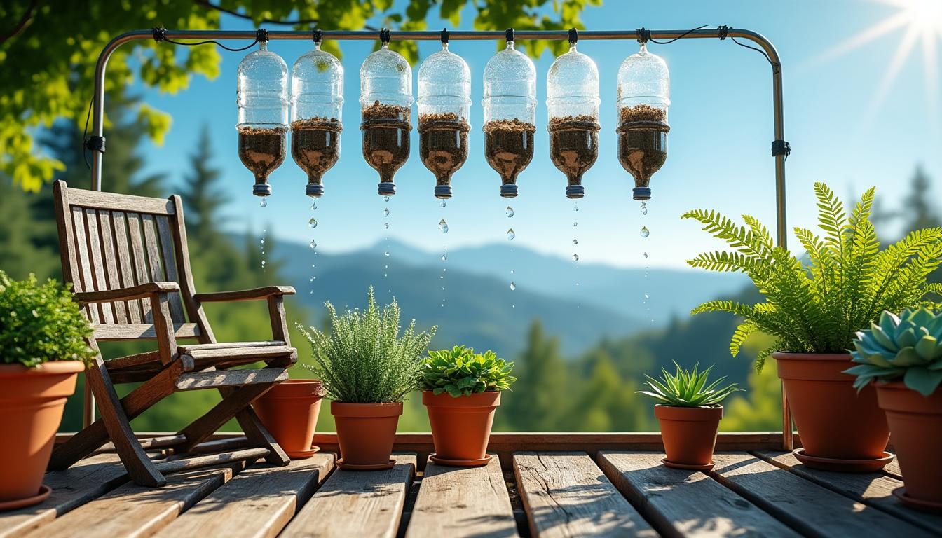 découvrez 5 astuces ingénieuses pour arroser vos plantes en pot facilement pendant vos absences et garder vos végétaux en pleine santé.