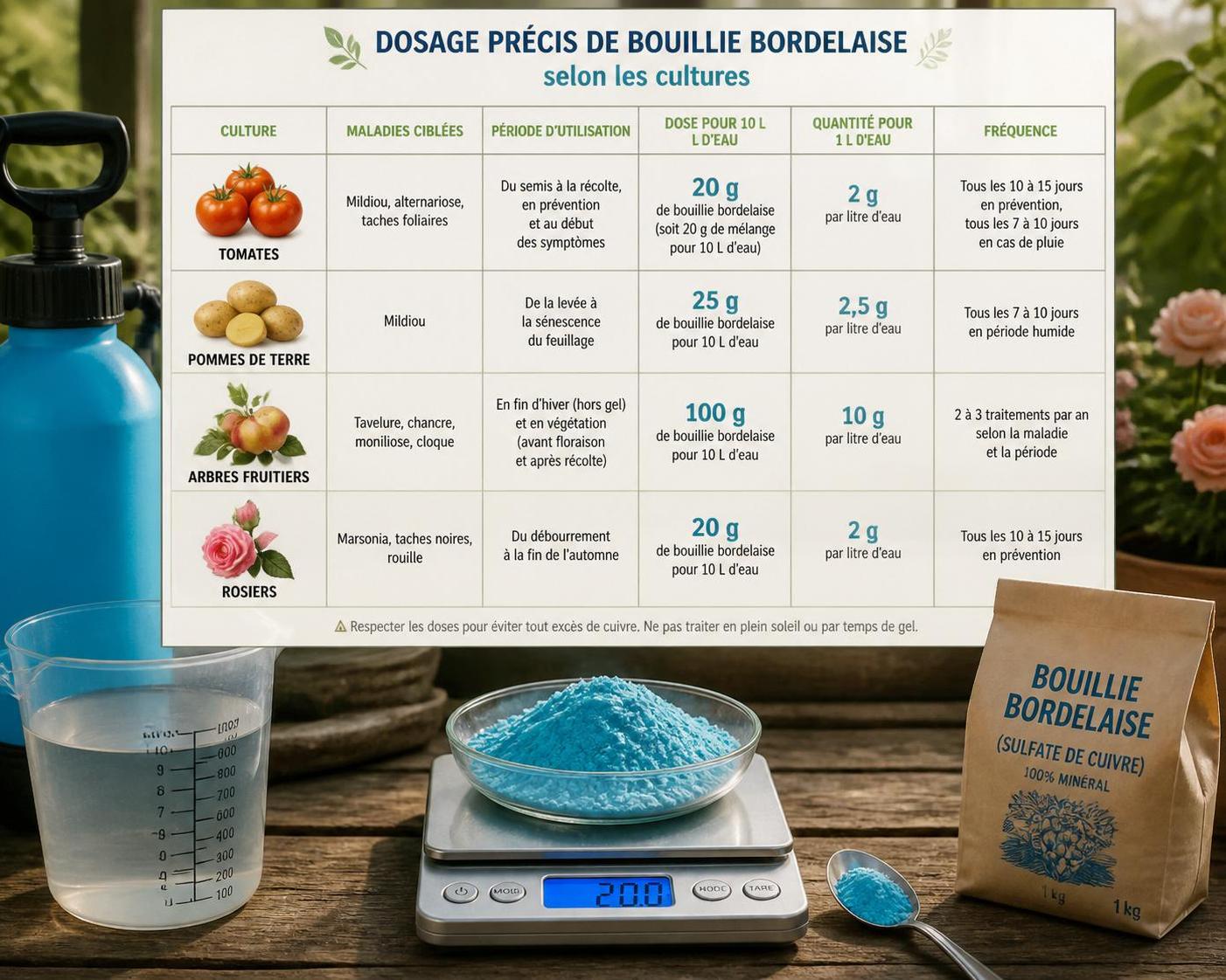 Dosage bouillie bordelaise pour 1 litre : proportions exactes selon la culture traitée 2 découvrez le dosage précis de la bouillie bordelaise pour 1 litre selon la culture traitée, pour un traitement efficace et adapté à vos besoins agricoles.