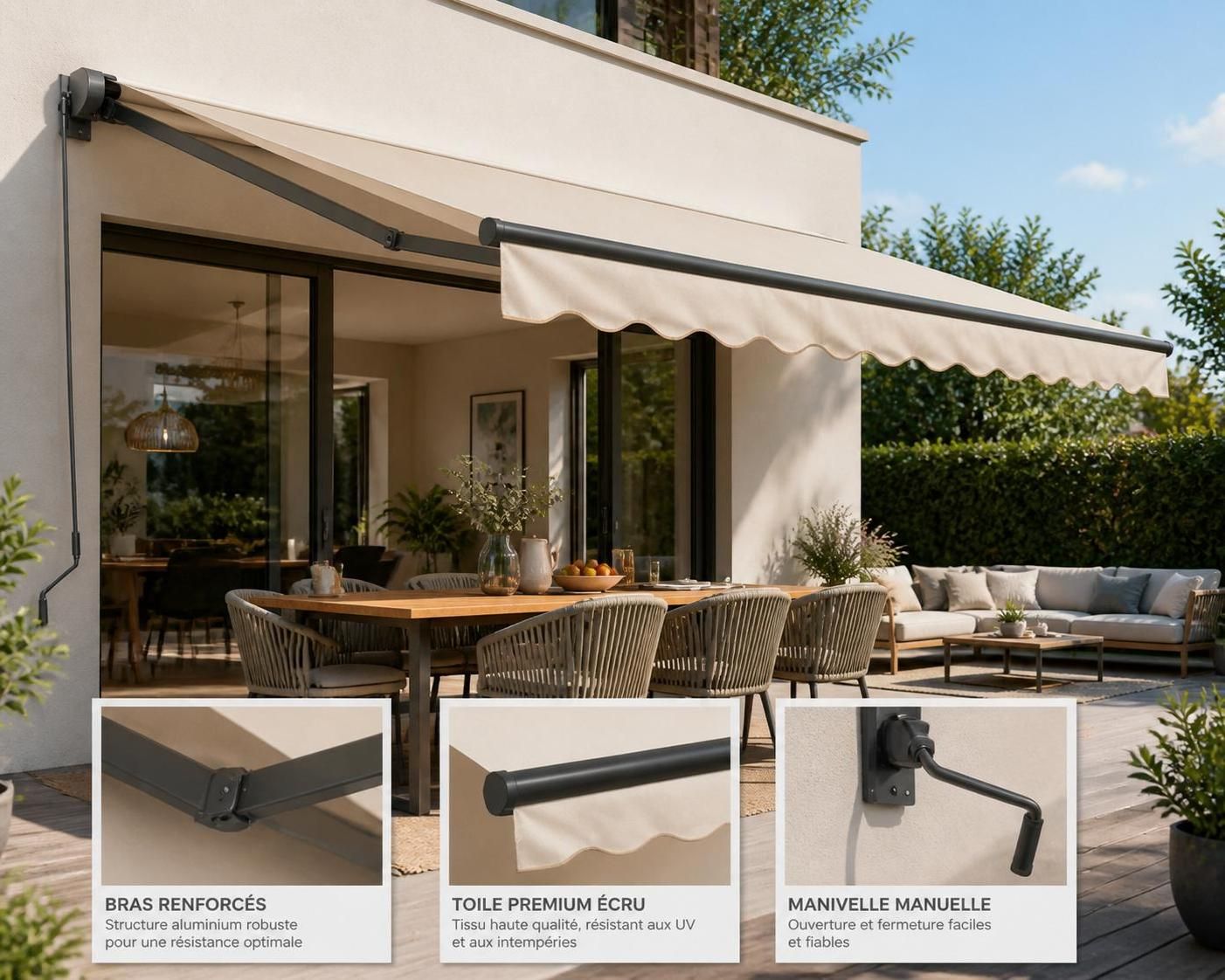 Store banne manuel 4×3 : choix fiables et guide d'installation DIY 2 découvrez notre guide complet pour choisir un store banne manuel 4×3 fiable et suivez nos conseils d'installation diy pour protéger votre terrasse avec style et efficacité.