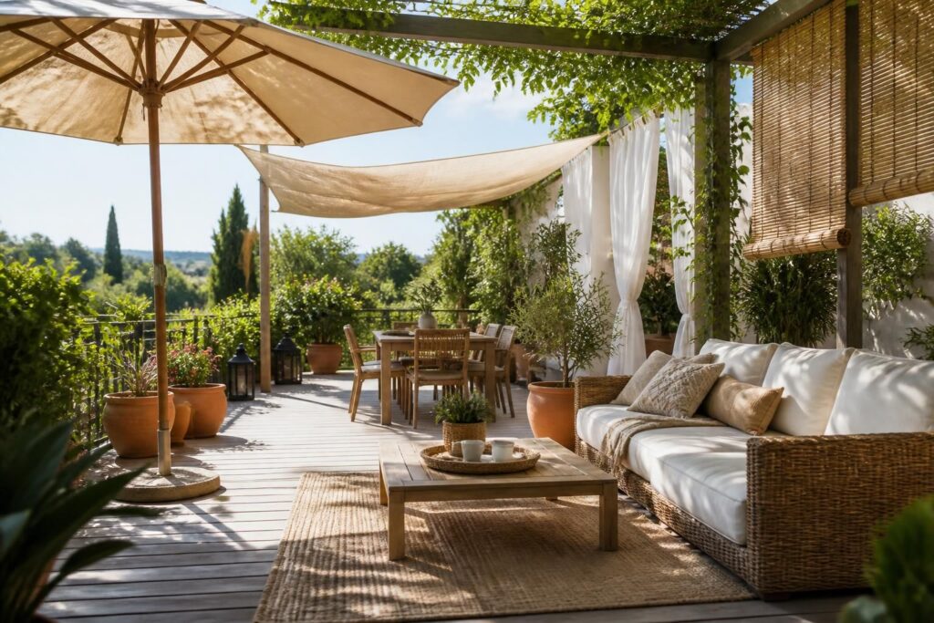 découvrez 6 idées déco économiques pour aménager votre terrasse et profiter de l’ombre avec style cet été. astuces simples et tendances pour un espace extérieur agréable et cosy.