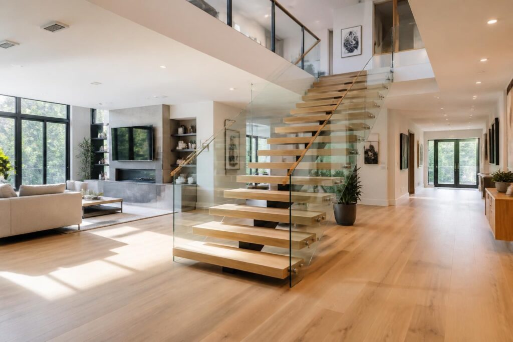 découvrez comment optimiser l'aménagement d'un escalier central dans votre salon tout en conservant un passage fluide et fonctionnel, pour un espace harmonieux et pratique.