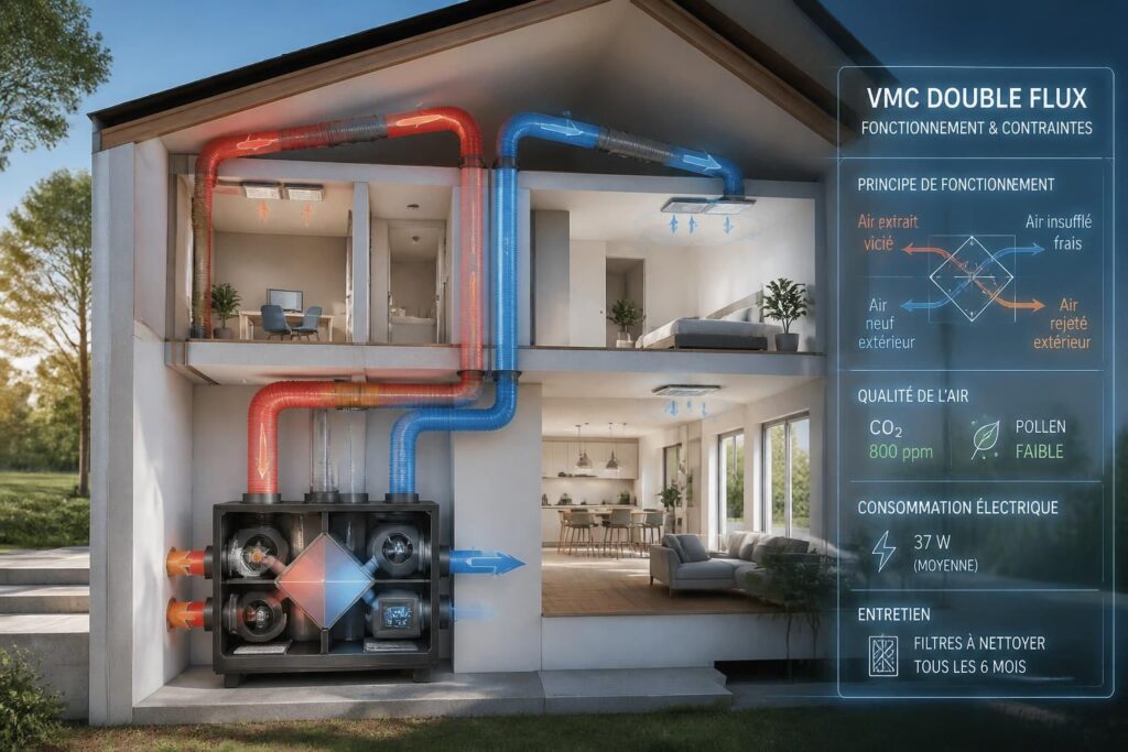 découvrez tout sur la vmc double flux : son principe, son fonctionnement détaillé et les contraintes à connaître pour une ventilation efficace et économique.
