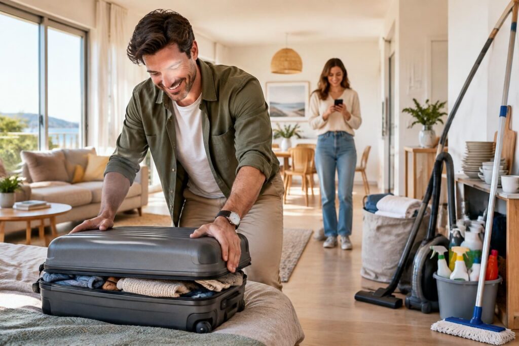 airbnb modifie ses règles de ménage : découvrez les tâches que les hôtes ne pourront plus imposer aux voyageurs avant leur départ.